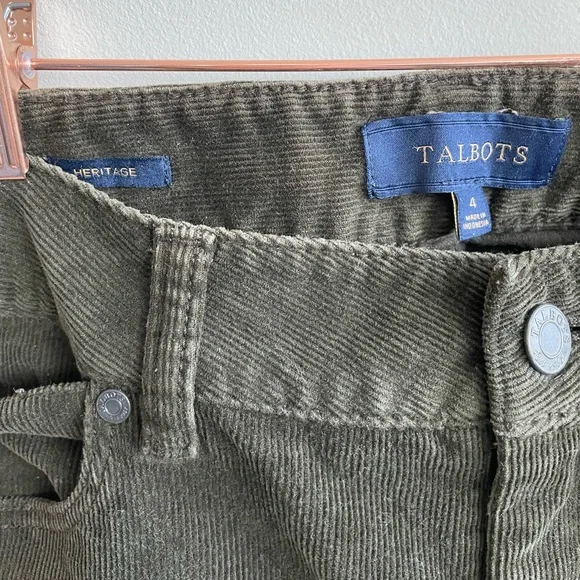 Talbots Heritage Corduroy Pants in Olive Green - Picture 2 of 7